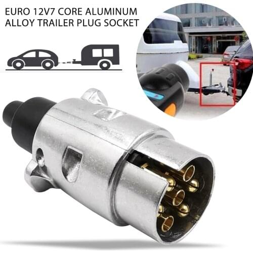 Durable 7 Pin Aluminium Alloy Plug Trailer Truck Towing Electrics 12V Connector EU Plug Automobiles Accessories Auto Car Parts
