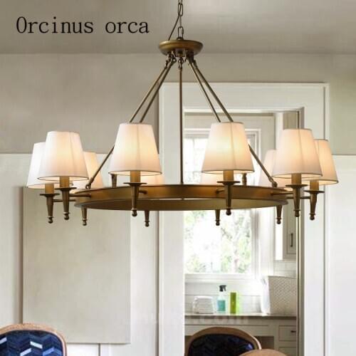 Simple European style American style retro Mediterranean Mediterranean town chandelier dining room style with a living room