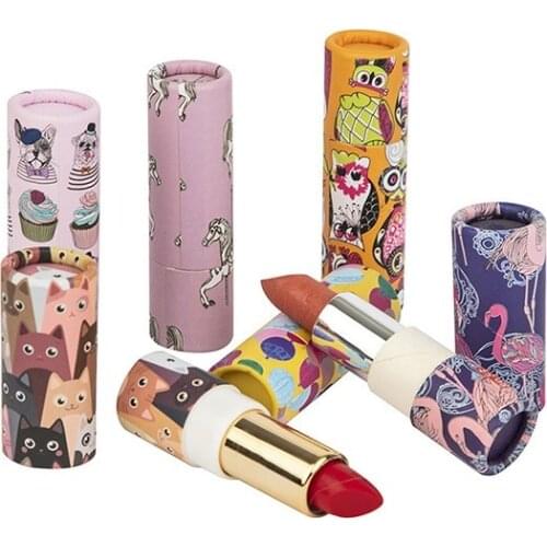 100Pcs 12.1mm 3.5g Empty Cute Printing Paperboard Lip Balm Tubes Kraft Paper Recyclable Cardboard Chapstick Containers