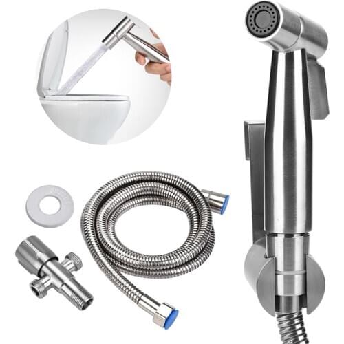 Handheld Show Head 304 Stainless Steel Handheld Bidet Spray Shower Head Bathroom Toilet Adapter Hose Kit Handheld Show Heads