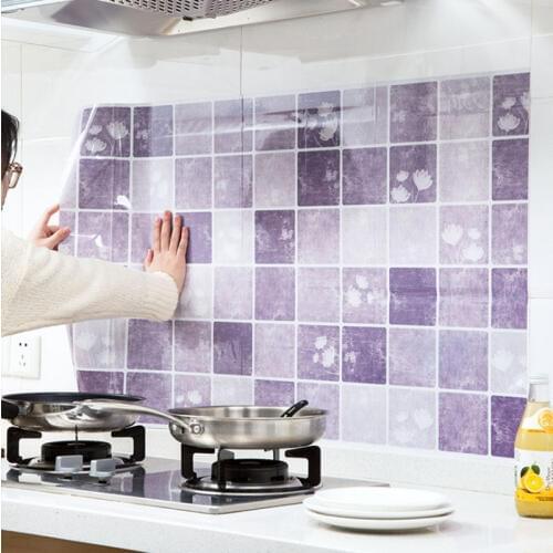 60 x100cm Self-Adhesive wallpaper PVC high temperature kitchen Anti-oil Gas Stove Ceramic Tile Wall sticker Art Decal Home Decor