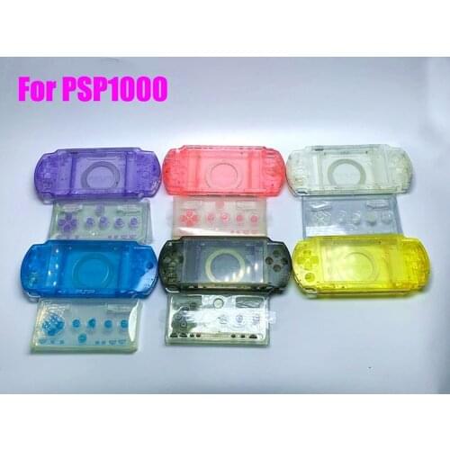 Brand NEW Transparent Protector Case With Button Kits For PSP 1000 PSP1000 Console Full Shell Clear Black and Clear Red Color