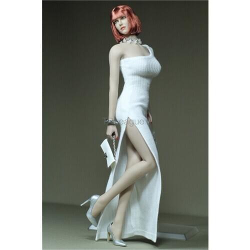 Tbleague 1/6 Scale White Dress Evening Longuette Sexy Skirt for 12in Action Figure Toy Collection