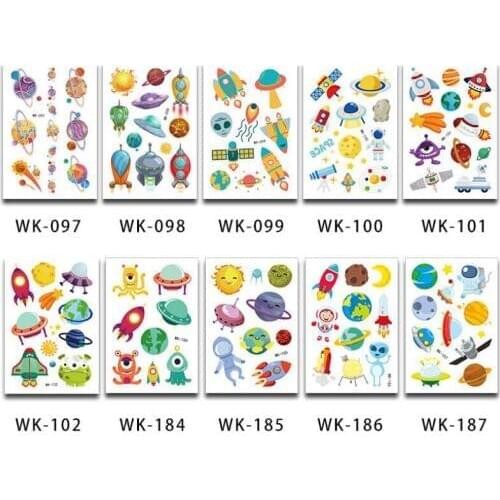 Temporary Tattoo Sticker Cartoon Space Ship Fake Tattoos Waterproof Hand Face Foot Body Art 10pcs
