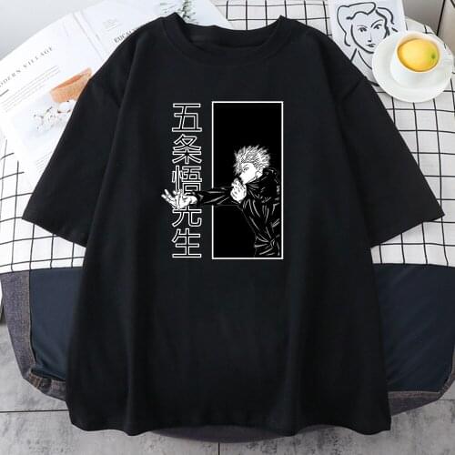 Jujutsu Kaisen Cool Comic Print T Shirts Girls 2021 Summer Soft Casual T-Shirt Korean Style New Tees Ins Fashion Women Tshirts