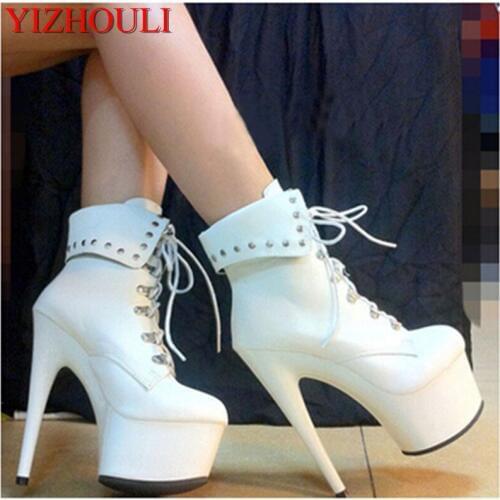6 inch high heel women motorcycle boots fashion clubbing high heels 15cm strappy platform party dress ankle boots