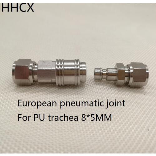 1 set MINI European pneumatic quick connect Pure copper pneumatic joint for 8*5mm PU trachea Pneumatic connector