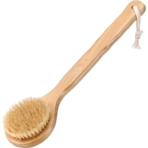 1PC Natural Wooden Long Handle Bath Back Body Clean Shower Skin Scrub Massage Clean Brush Tool High Quality