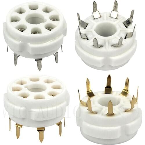 10PCS K8A PCB Mount 8 Pin Ceramic Tube Sockets For 6P3P 6SN7 6N8P 6N9P 5Z3P 5Z4P 6550 KT88 Vacuum Tube Amplifier Vintage Hifi