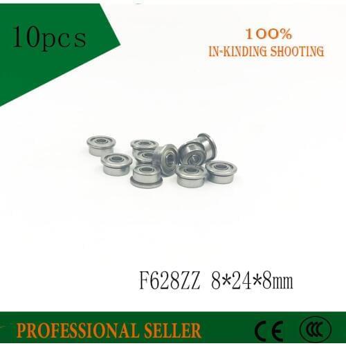 10pcs/Lot F628ZZ F628 ZZ 8x24x8mm ABEC-3 P6 Flange Bearing Deep Groove Ball Radial Ball Bearing
