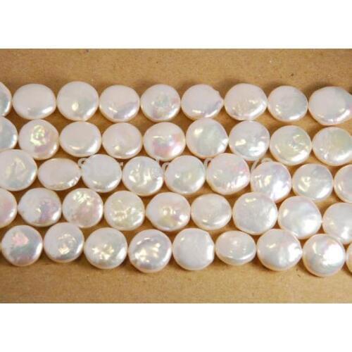 10 Pieces:Coin Pearl, Cultured Freshwater Pearl,Small Size 12-13mm ,Grade AA,Natural White Color Loose Beads