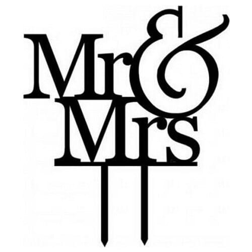 100pcs/lot Creative MR & MRS design wedding cake inserted card Wedding Cake Topper Party Cake Decorations