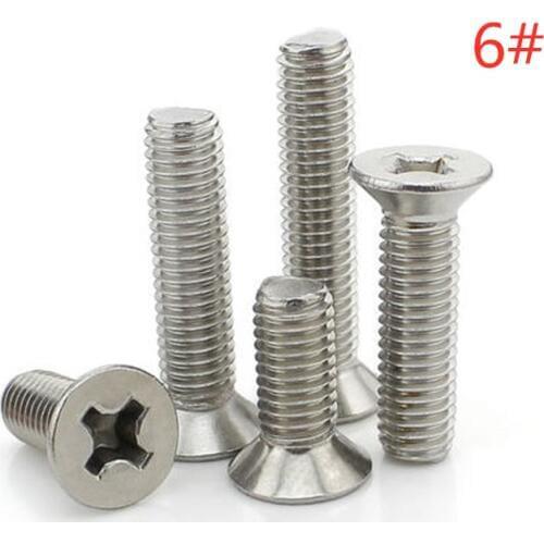 100pcs/lot UNC 6-32*3/16 1/4 5/16 3/8 1/2 5/8 3/4 7/8 1 inch Stainless steel A2 flat head countersunk phillips screw