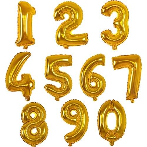 16 inch 0-9 Gold Silver Number Foil Balloons Helium Ballons Birthday Party Wedding Decor Air Baloons Party Supplier