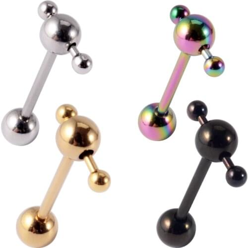 4pcs Surgical Steel Tongue Piercings Tongue Barbell Ring Ball Tongue Ring Industrial Ear Stud Tragus Helix Piercing Body Jewelry