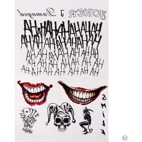 4 Styles Temporary Tatoo Waterproof Fake Tattoo Sticker The Joker Halloween Tattoos Tatouage Tatto For Men Women