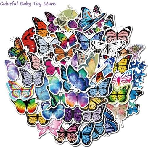50pcs Lovely Butterfly Label Stickers Set Decorative Stationery Craft Stickers Scrapbooking Diy Diary Album Stick Label