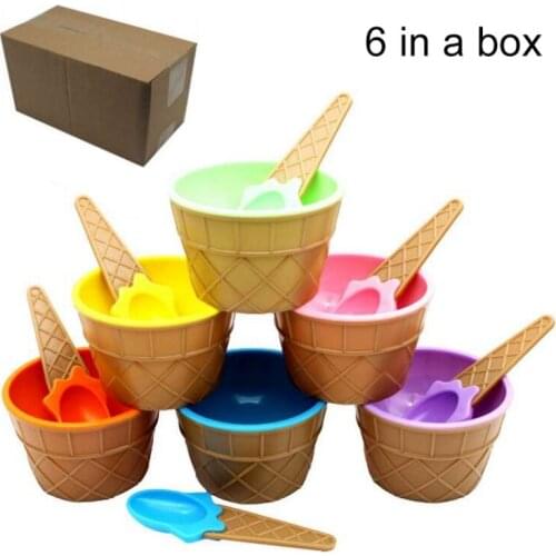 6Pcs Kids Ice Cream Bowl Spoon Durable Children Gifts Dessert Bowl DIY Ice Cream Tools icecream bowl+spoon