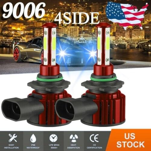 A70F 2pcs 4-Sides H7 H11 9005 9006 LED Headlight Car Headlamp 8000K 360 Degree Beam Bulbs Auto Fog Light