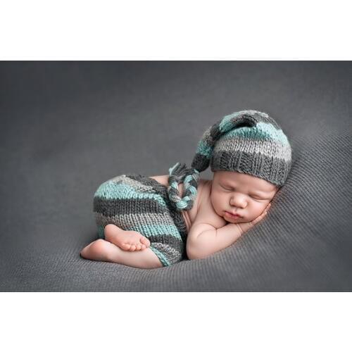 Free shipping, New baby clothing Handmade knitting long tail hat baby ELF Hat+Pants newborn photography props size:0-1m,3-4m