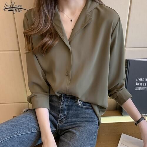 Blusas Korean Style Women Fashion Long Sleeve Blouse Office Lady Shirt Loose Plus Size Tops Casual Solid Female Shirts 8178 50