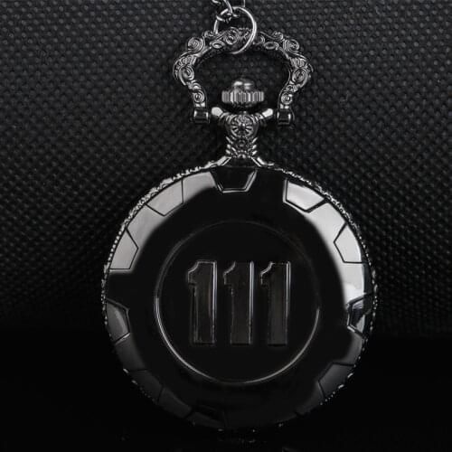 Steampunk Black Game Fallout 111 Quartz Pocket Watch Analog Pendant Necklace Mens Watches Womens Boy Gifts TD2030
