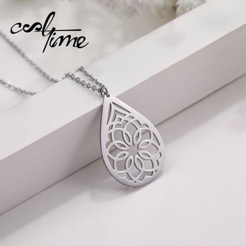COOLTIME Trendy Water Drop Decorative Pattern Necklace Stainless Steel Flower Star of David Women Pendant Necklaces 2019