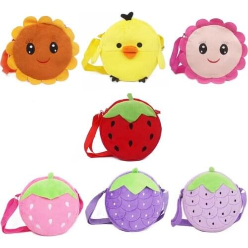 Kids Shoulder Korean Childrens Plush Bag Girls Simple Cute Strawberry Bags Cartoon Small Crossbody Messenger Purse Bags A095