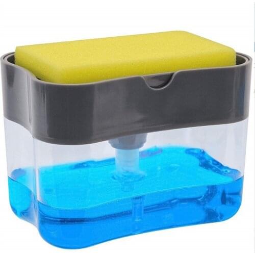 Soap Dispenser Pump with Sponge Manual Press Cleaning Liquid Container Manual Press Soap Organizer Kitchen Tool