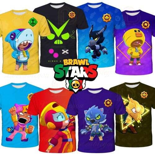 6 To 19 Years Kids Leon t shirts Browlings Spike and Star, Fashion Shooting Game PRIMO 3D Boys Girls Cartoon Tops Teen Clothes