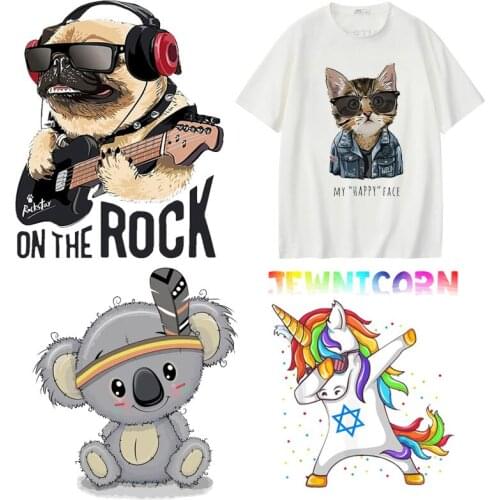 Cartoon Dog Patches For Clothing Iron On Transfers Heat Transfer Vinyl Thermal Cute Unicorn Custom On Clothes Shirts Stickers