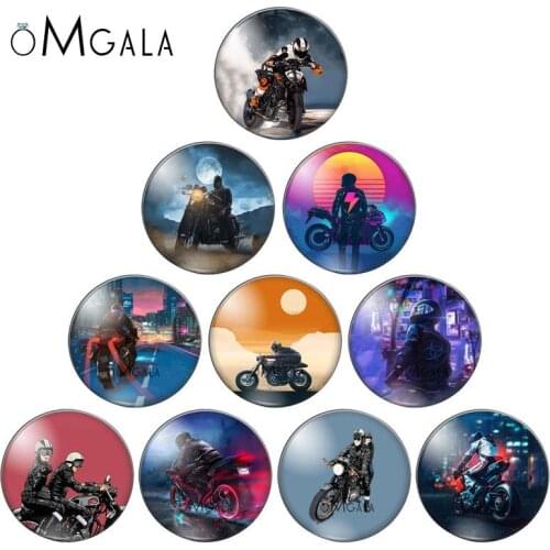Steampunk Moto And Men Cartoon Paintings 10mm/12mm/16mm/18mm/25mm Round Photo Glass Cabochon Demo Flat Back Making Findings