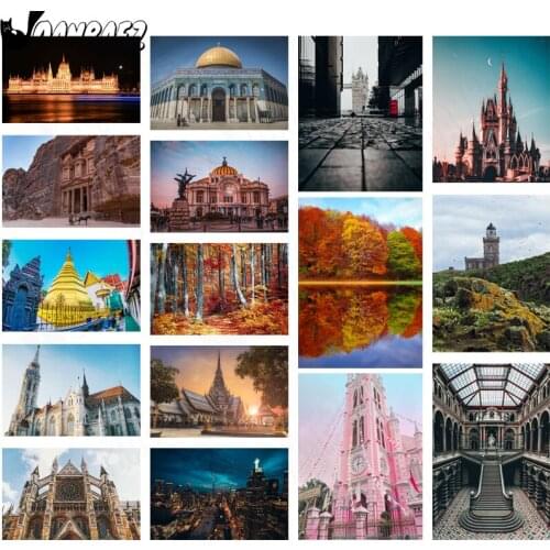 Church Diamond Painted Figures Castle Landscape Mosaic Kit Cross Stitch Embroidery 5D Diy Hand-Inlaid Wall Decoration Design