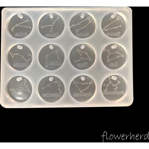 New Mirror Fondant Chocolate Moulds Plaster Silicone Mold Twelve Constellations Small Round Card Mold DIY Tools Cake Decorating