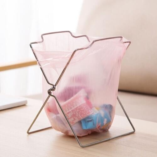 New Stainless Steel Garbage Bag Rack Rubbish Bags Holder Shelf Foldable Kitchen Organizer Cocina Storage