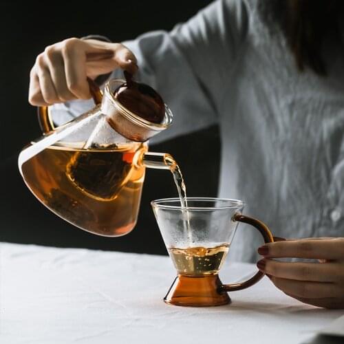 Ins Creative Nordic Teapot High Borosilicate Glass Transparent Heat Resistant Tea Pot Set Filter Coffee Pot Office Set Home Tool