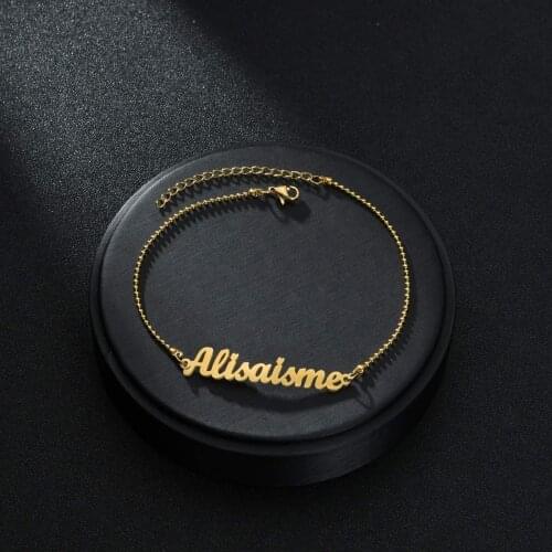 Custom Name Necklace Sets for Women Personalized Letters Numbers Stainless Steel Round Bead Chain Bracelet Pendant Jewelry Gift