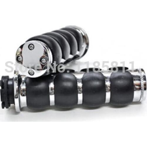 Pair Motorcycle Handlebar Hand Grips For Harley XL Sportster 1200 Custom 1" 25mm Black And Chrome