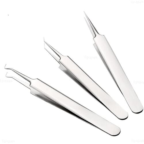 1Pcs Eyelash Extension Tweezers Makeup Stainless Steel Non-Magnetic Pincet False Eyelash Tweezers 3D Accurate Tweezers