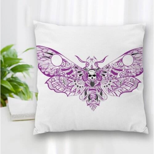 New Death Skull Moth Pillow Slips With Zipper Bedroom Home Office Decorative Pillow Sofa Pillowcase Cushions Gothic Pillow Cover