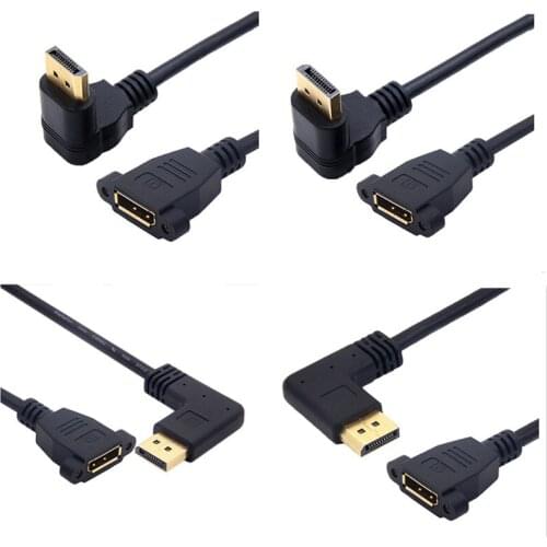 DP DisplayPort Up & Down & Left & Right 90 Degree Angle Male to Female Socket Panel Mount Extension Cable Display Port 0.3m