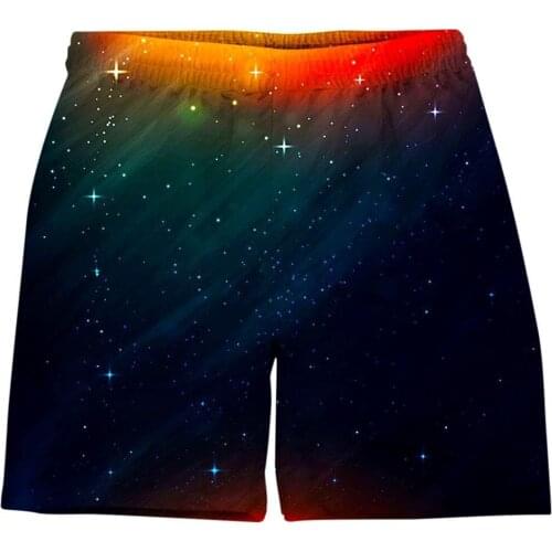 Flre And Ice Galaxy Nebula 3D Printed Mens Unisex Streetwear Elastic Waist Short Summer Beach Harajuku Casual Shorts