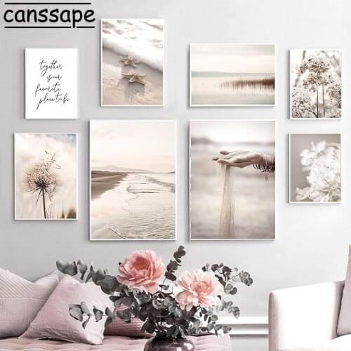 Nordic Poster Dandelion Wall Print Beach Landscape Canvas Art Painting Hay Posters Scandinavian Wall Pictures Living Room Decor