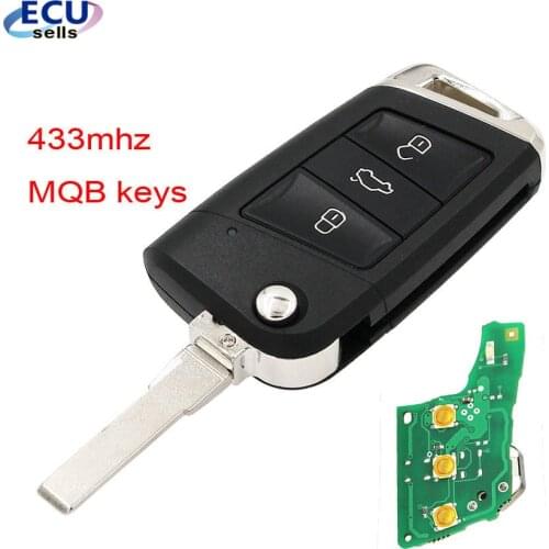 Folding Remote Key Fob 434MHz with ID48 Chip for Volkswagen MQB For Golf VII Golf 7 MK7 Skoda Octavia A7 2017 FCCID: 5G0 959 753