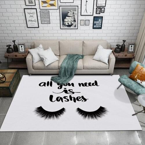 Modern minimalist gold and black eyelashes design rectangular carpet kids playing at home decorating modern carpets can be custo