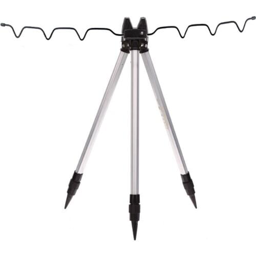 Aluminum Alloy Telescopic Fishing Tripod Holder Stand for Fishing Rod Silver