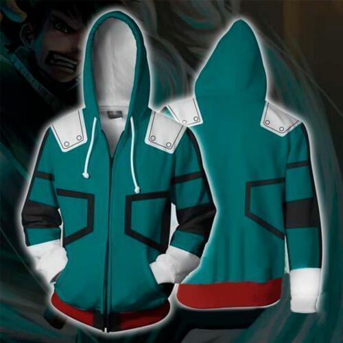 3D Printed My Hero Academia Zipper Hoodie Men Women No Hero Academia All Might Cosplay Costume Sweatshirt School Uniform Jackets
