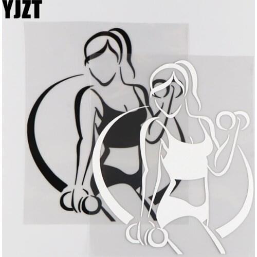 YJZT 14CM*17.1CM Dumbbell Fitness Creative Pattern Decoration Car Sticker Vinyl Decal 1A-0207