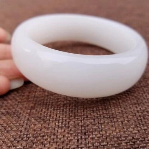 Xinjiang Hetian jade fat jade white jade wide bracelet. Pure color, whiteness level hb2829