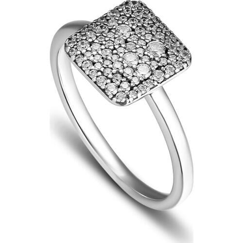 CKK 925 Sterling Silver Jewelry Timeless Elegance Dangle, Clear Crystal Rings Fashion DIY Making For Women Gift